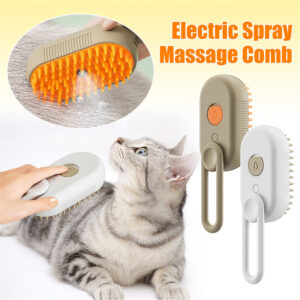 3-in-1 Steamy Cat Grooming Brush – Spray, Massage & Hair Removal